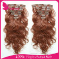 Newest style grade 7A finest brazilian virgin cuticle human spiral curl hair clip in